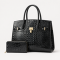 Monroe XL Croc-Embossed Satchel & Wallet Set