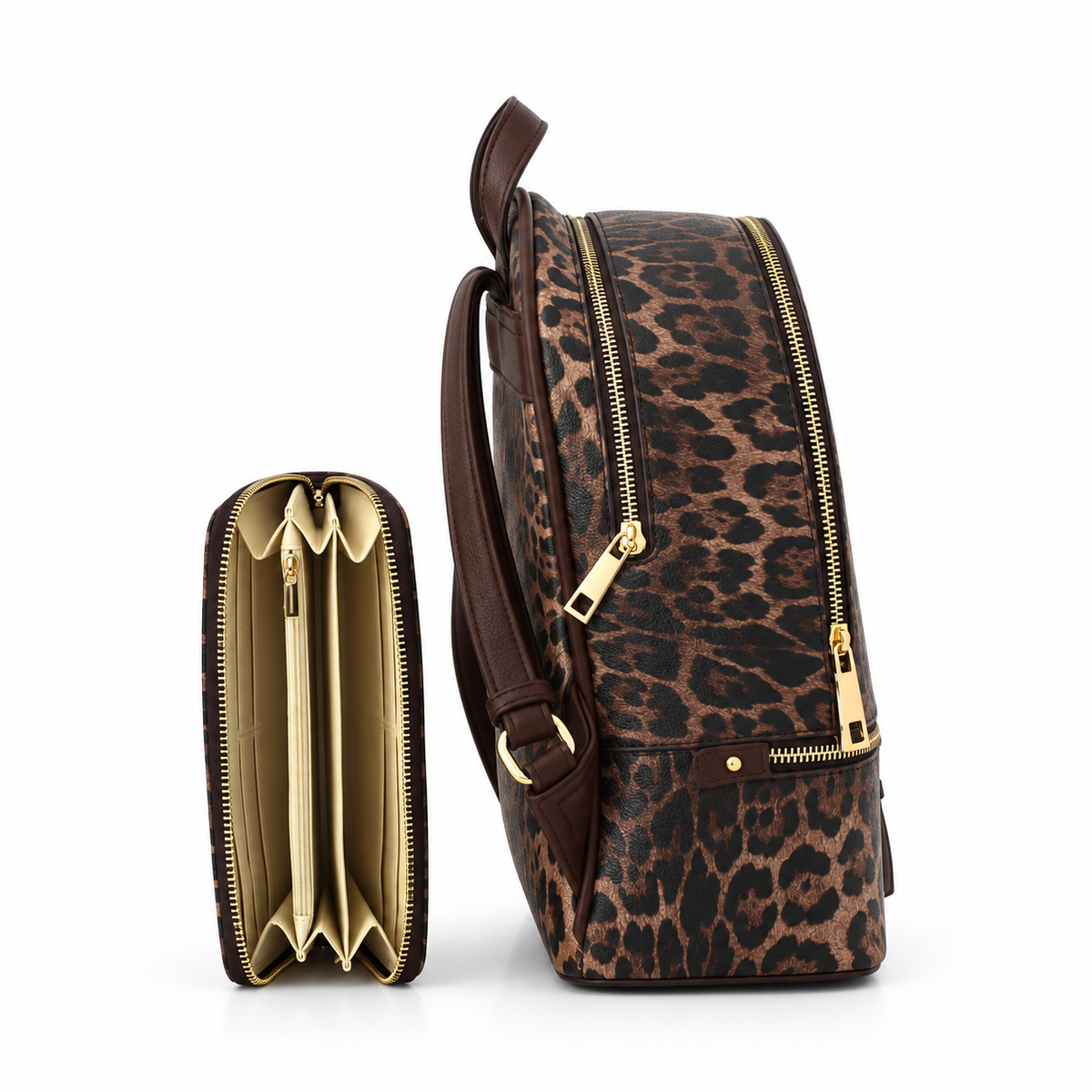 Nadia Leopard Backpack Set