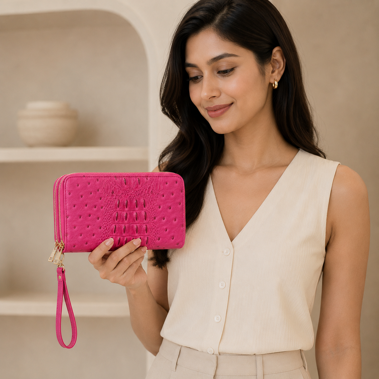 Sloane Double-Zip Wristlet Wallet