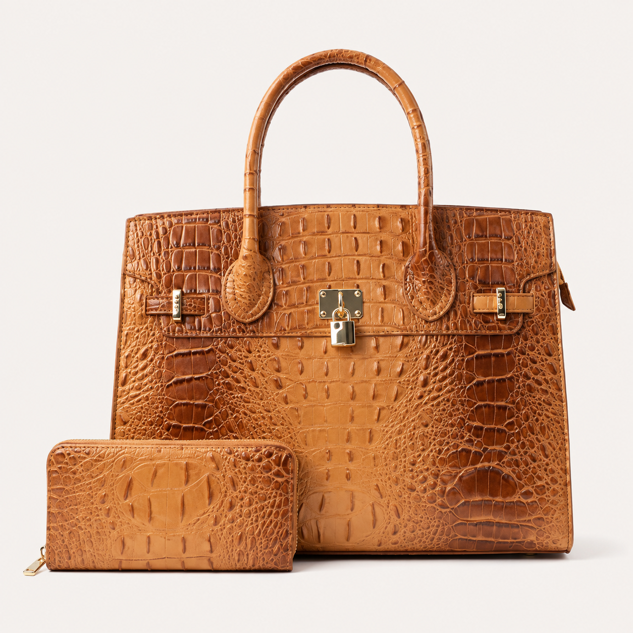 Monroe XL Croc-Embossed Satchel & Wallet Set