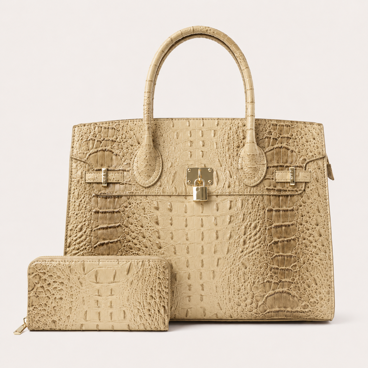Monroe XL Croc-Embossed Satchel & Wallet Set