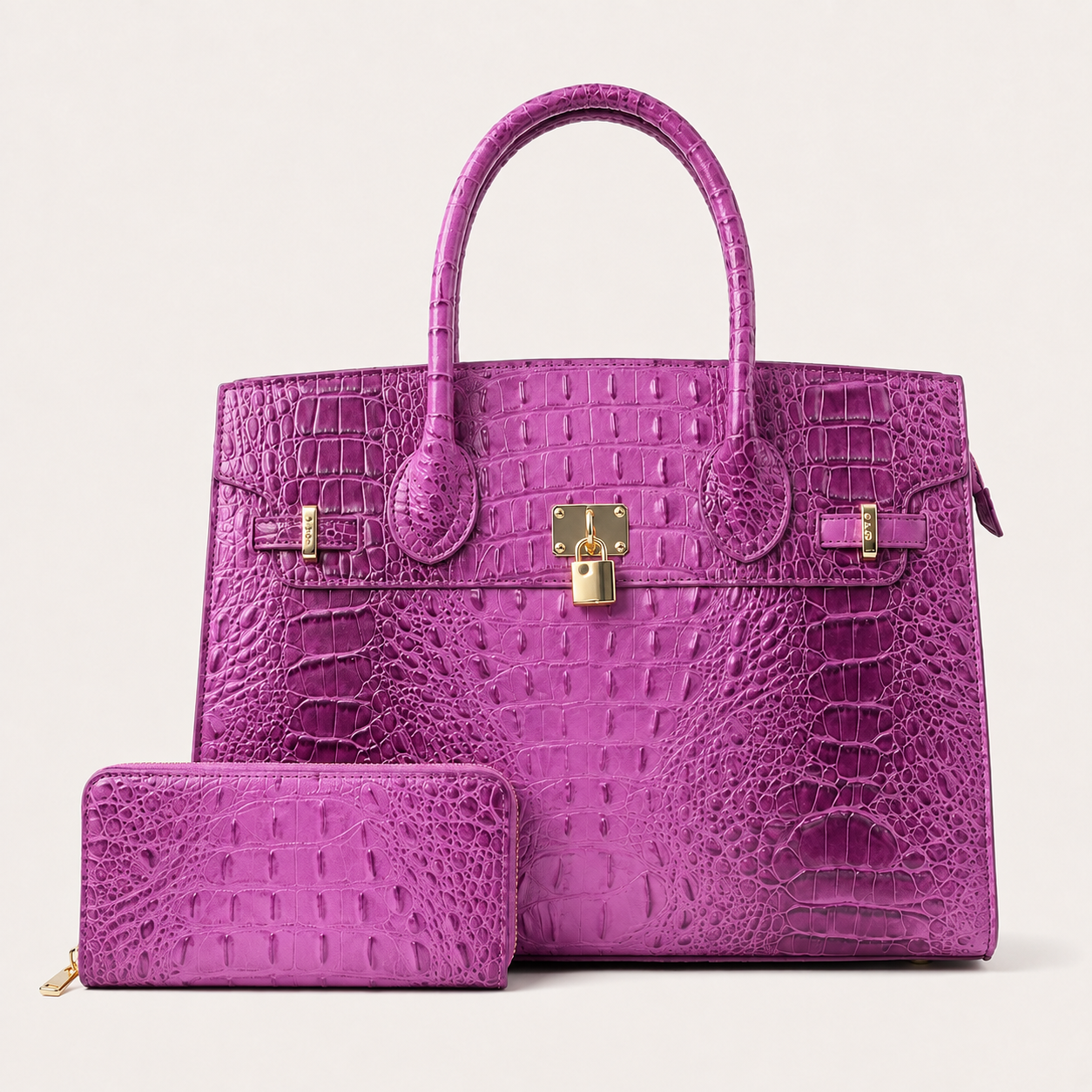 Monroe XL Croc-Embossed Satchel & Wallet Set