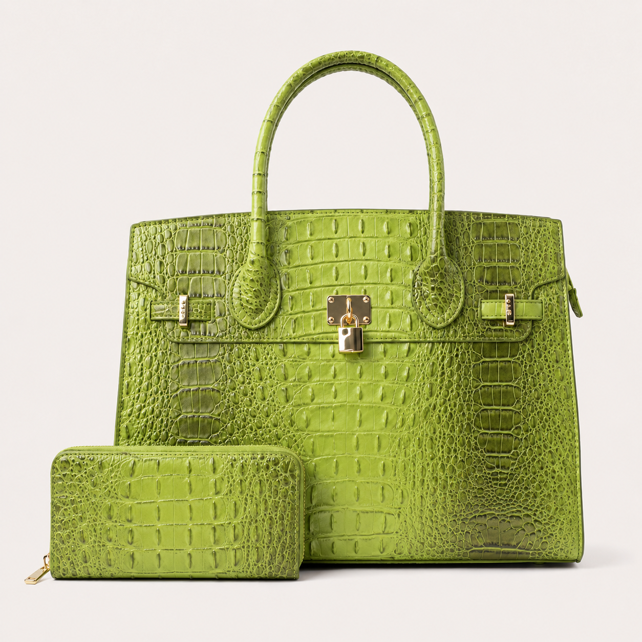 Monroe XL Croc-Embossed Satchel & Wallet Set