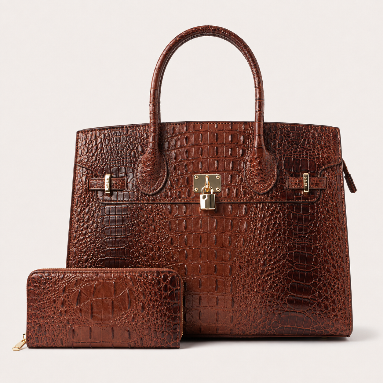 Monroe XL Croc-Embossed Satchel & Wallet Set