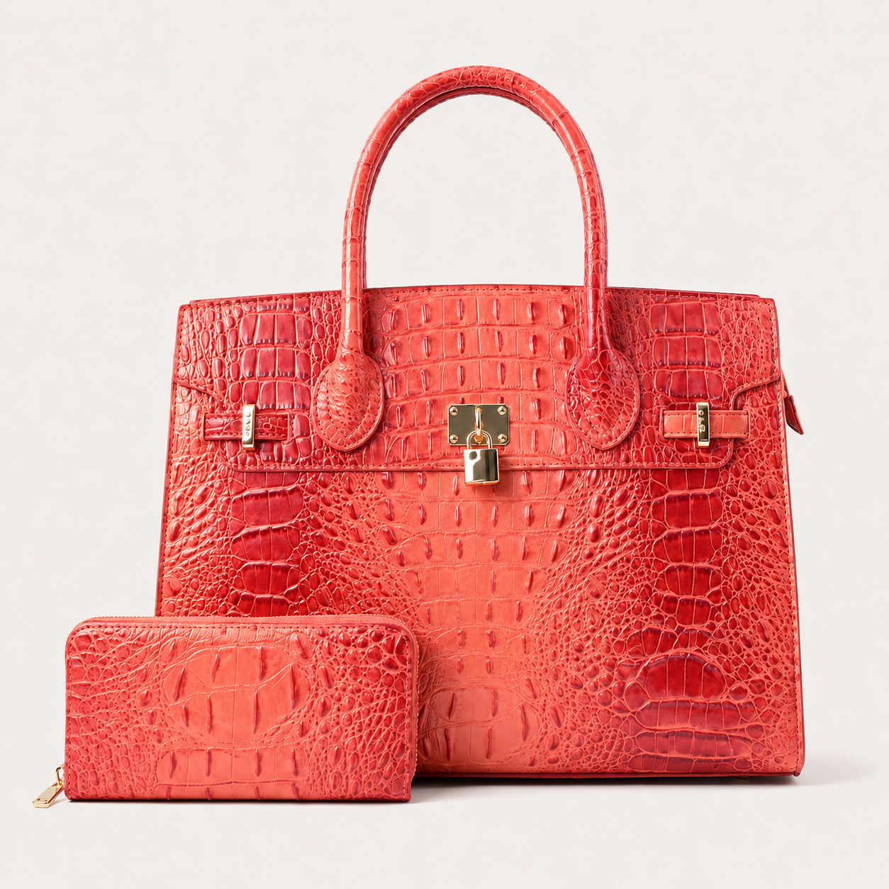Monroe XL Croc-Embossed Satchel & Wallet Set