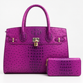 Vivienne XL Ostrich-Embossed Satchel & Wallet Set