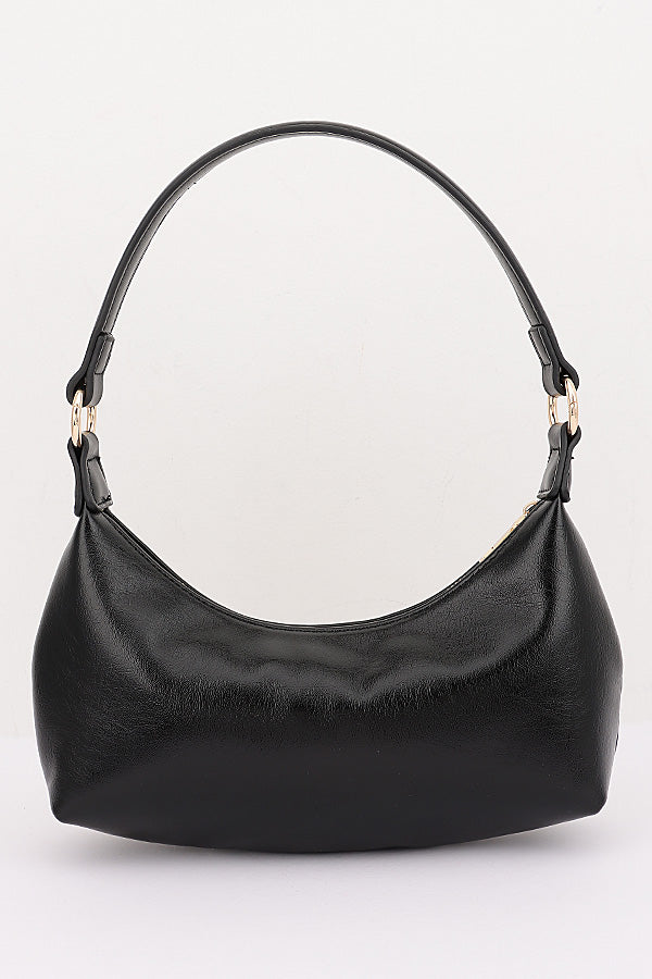 Reference view in black, back of Isadora Horsebit Hobo Bag; black is not an available color