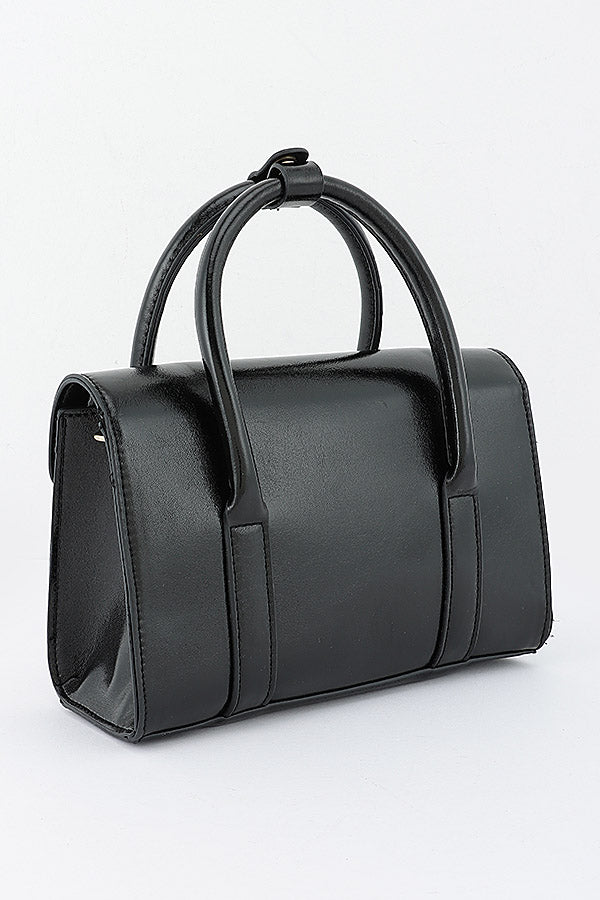 Jacinta Black horsebit handbag, back and side view