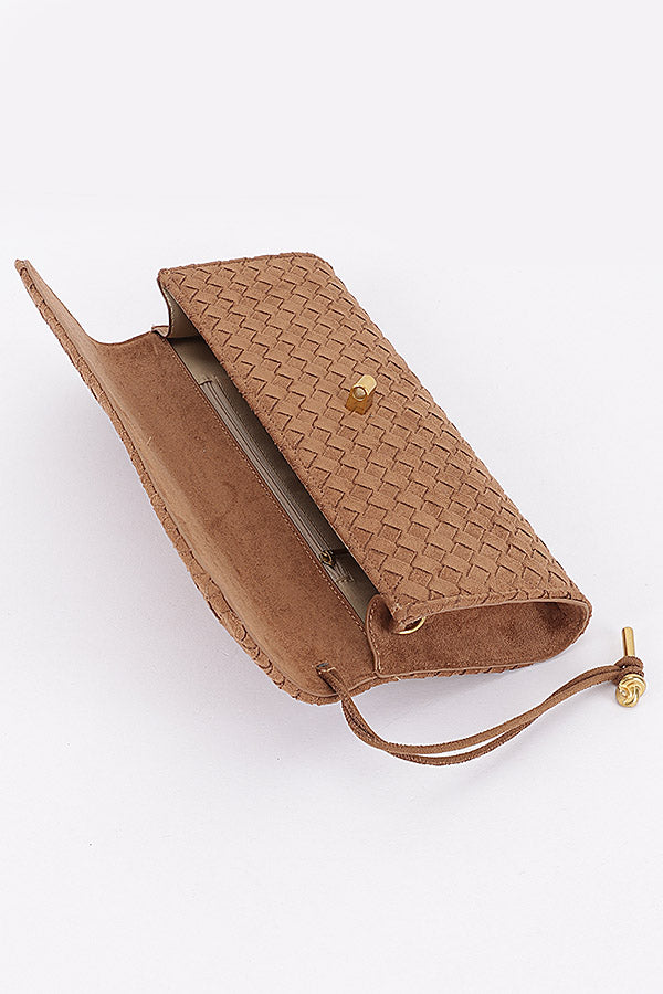 Isabella Faux Suede Woven Shoulder Bag