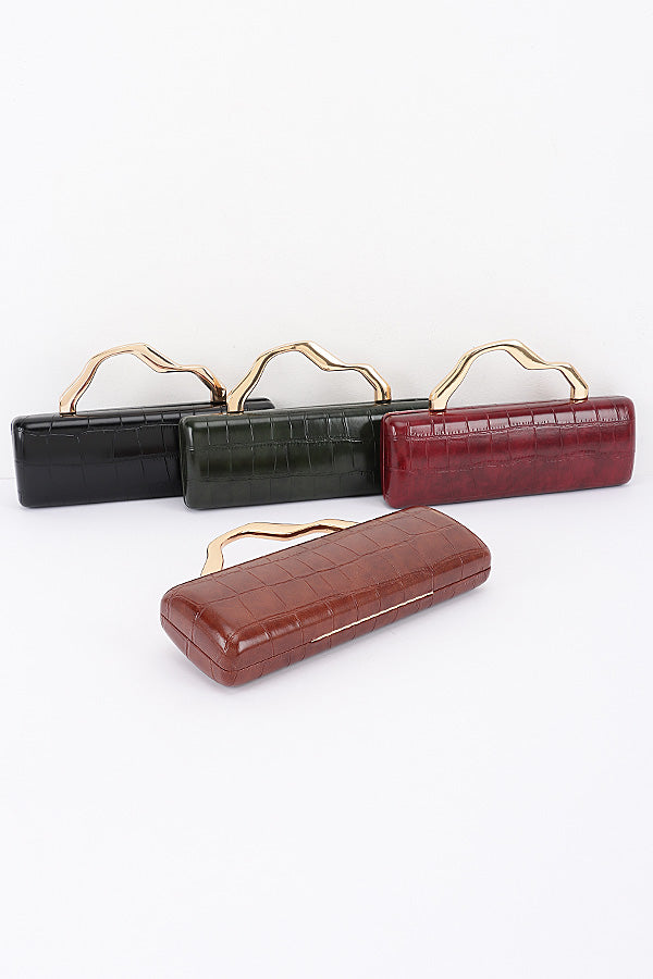 Celeste Faux Croc-Embossed Clutch