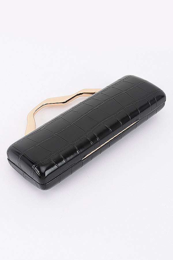 Celeste black clutch with gold-tone chain strap