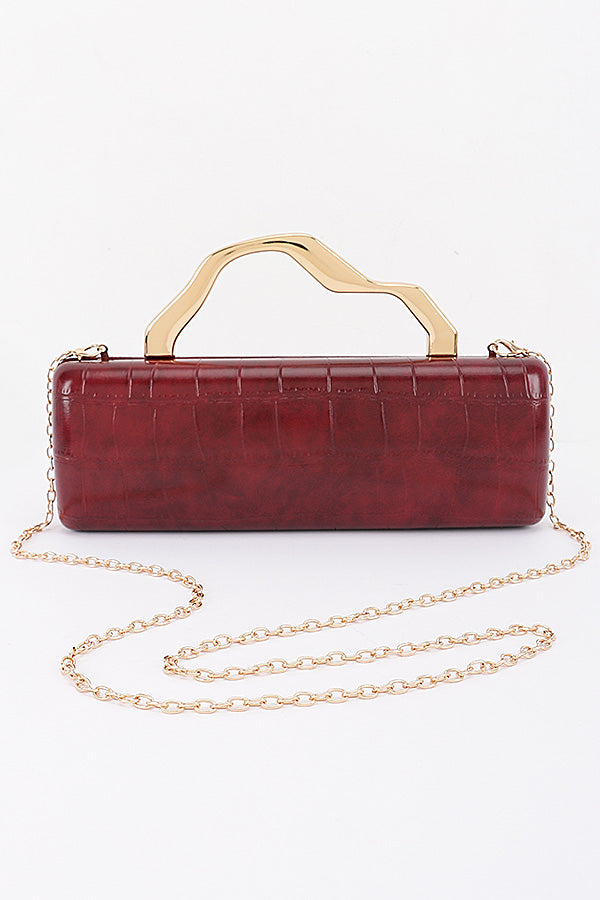 Celeste Faux Croc-Embossed Clutch