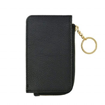 Black zip cardholder keychain, back view