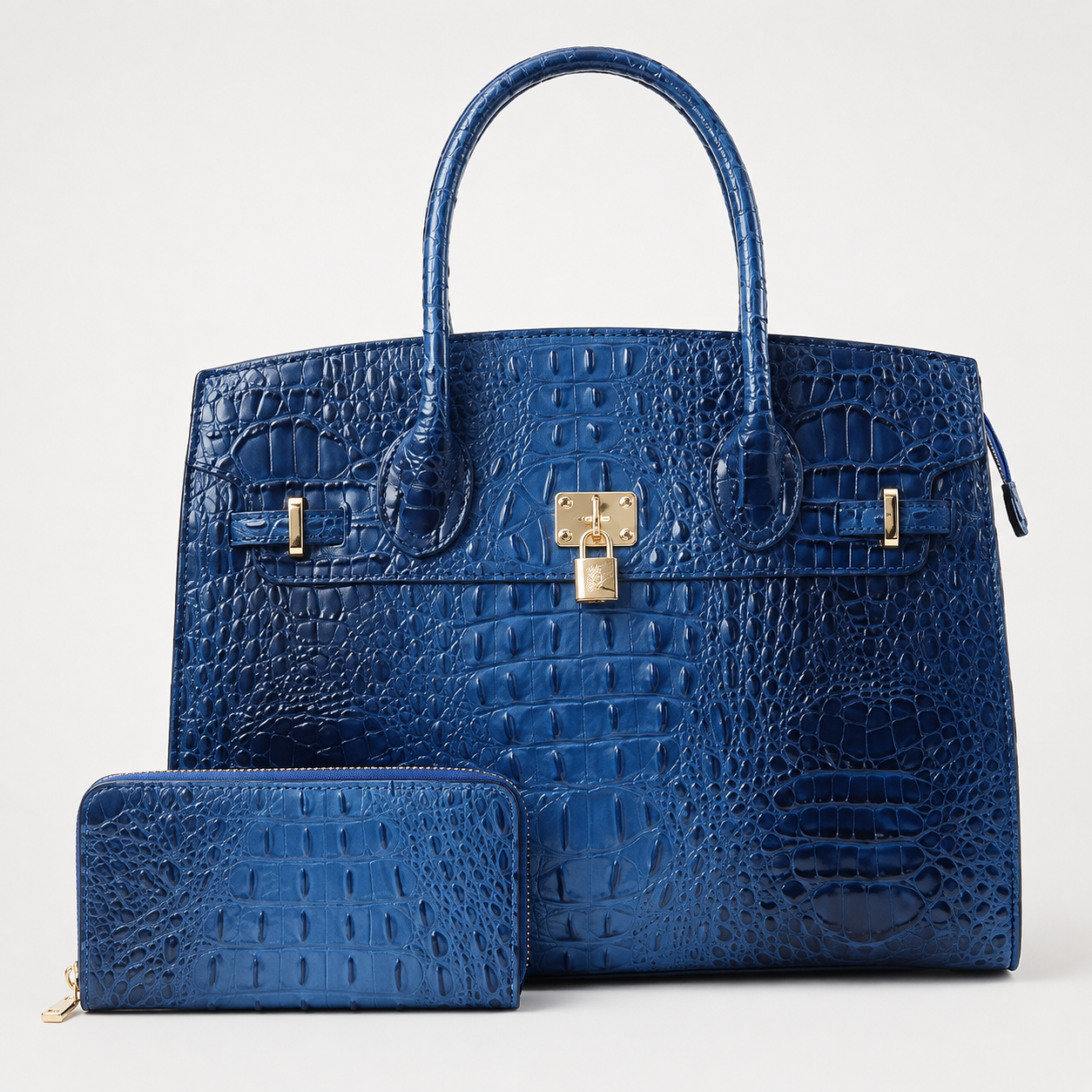 Monroe XL Croc-Embossed Satchel & Wallet Set
