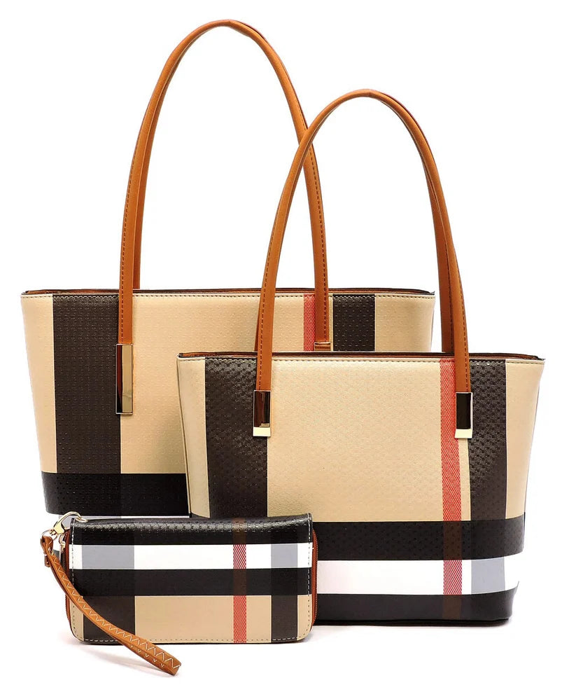 Colette Plaid 3-in-1 Handbag Set